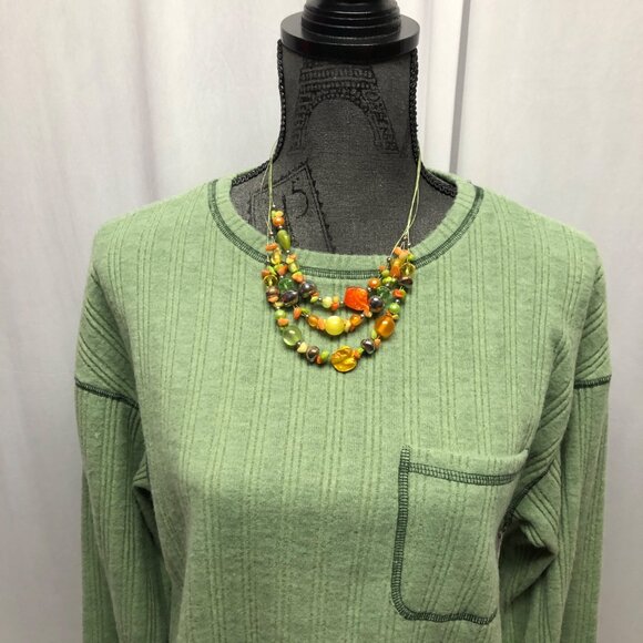 Green Ribbed Long Sleeve Knit Top  Womens Small Size Soft Comfy Sweater NEW - Picture 2 of 8